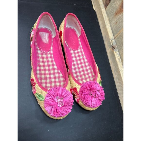 Sperry Top-Sider Womens Embroidered Pink Floral Ballet Flats Woven Straw Size 9M - Picture 2 of 9
